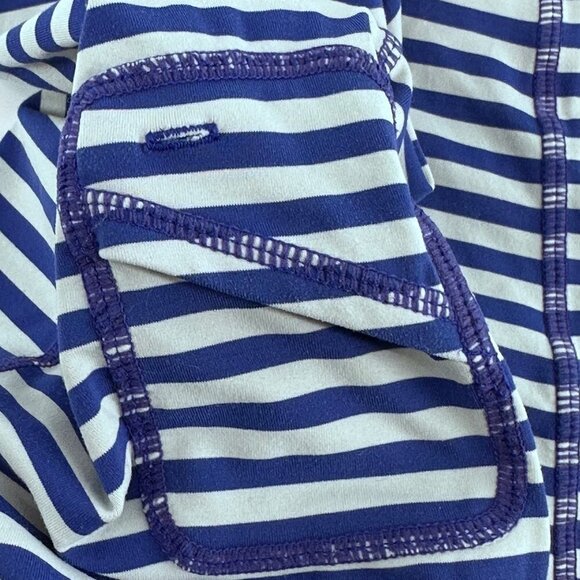 Lululemon Run Stay on Course Striped Blue White Ruched Tank Top Size 4 - Picture 10 of 11